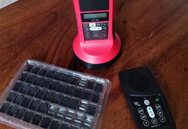 Audio devices with recordings of the Bible for the Karamojong in Uganda.