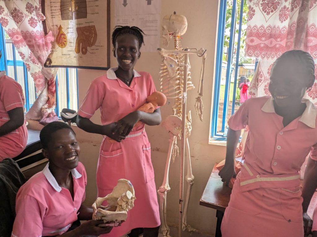 midwifery students in a south sudanese classroom
