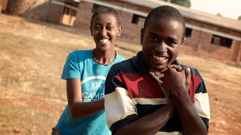 teens attending a camp in Rwanda